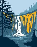 Snoqualmie Falls on Snoqualmie River in Snoqualmie and Fall City Washington State WPA Poster Art vector