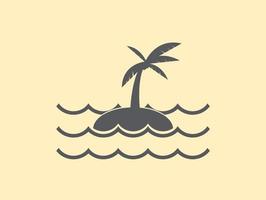 water wave with Small island symbol vector , icon