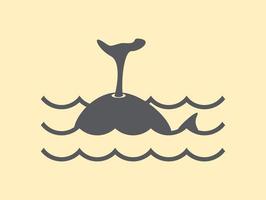 ola de agua con vector de símbolo de ballena, icono