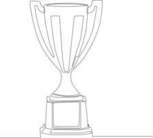 dibujo de una sola línea continua del trofeo de fútbol. copa trofeo. trofeo de campeón. ilustración gráfica vectorial de diseño de dibujo de una línea de moda. vector