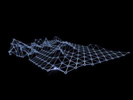 concepto de red de cadena de bloques tecnología 3d, fondo hecho de líneas circulares y partículas. representación 3d foto
