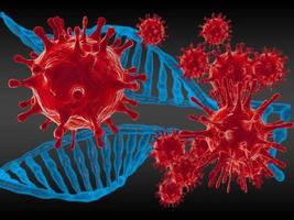Flu coronavirus over Earth background Concept of cure search and spreading disease. 3d image. photo