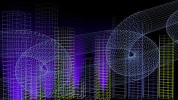 Block chain network concept 3d technology, background made of circle lines and particles. 3D rendering. photo