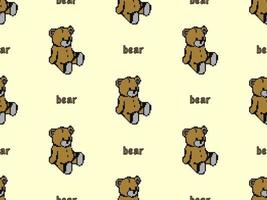 Bear cartoon character seamless pattern on yellow background.Pixel style vector