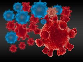 Flu coronavirus over Earth background Concept of cure search and spreading disease. 3d image.