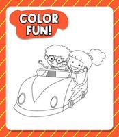 Worksheets template with color fun text and roller coaster outline vector