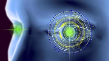 Block chain network concept 3d technology, background made of circle lines and particles. 3D rendering. photo