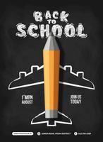 Pencil Plane take off background vector design, Concept of Back to school for invitation poster and banner