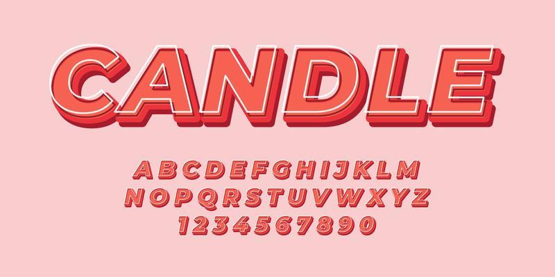 red candle text alphabet font effect with flat color