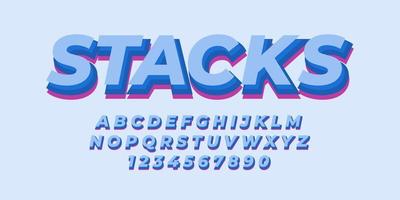 blue simple text alphabet font effect with flat color vector