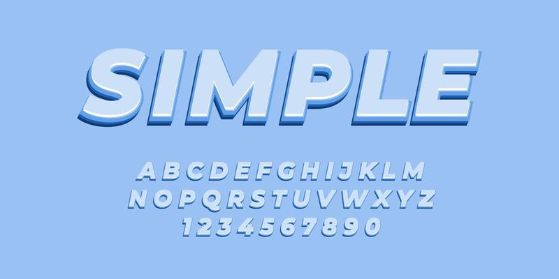blue simple text alphabet font effect with flat color