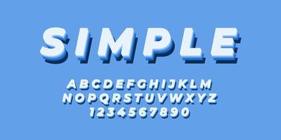 efecto de fuente de alfabeto de texto simple azul con color plano vector