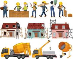 Set of construction site objects vector