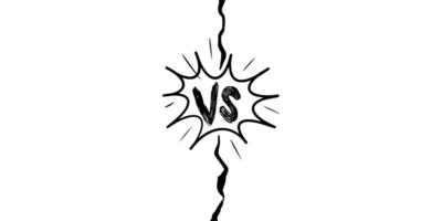 Versus Or VS Letters Logo Design in doodle style. Comic fighting duel with lightning ray border. vector illustration.