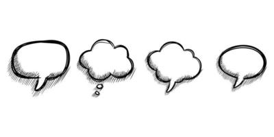 Hand drawn set of speech bubbles isolated . Doodle set element. Vector illustration.