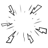 Starburst, sunburst  hand drawn. Design Element Fireworks Black Rays. Comic explosion effect. Radiating, radial lines vector