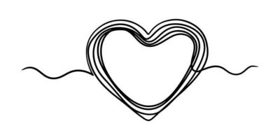 hand drawn heart with thin line, divider shape, Tangled grungy round scribble Isolated on white background. Vector illustration.