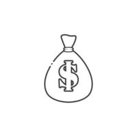 Outline icon of money or coin bag vector