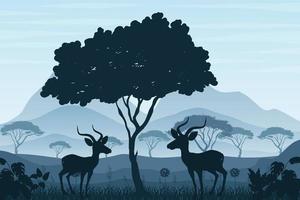 Silhouette shadow of forest scene vector