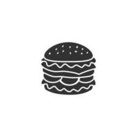 Silhouette icon of burger vector illustration