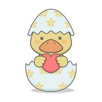 Cute Duckling In Easter Egg vector