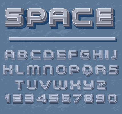 A set of English alphabet space font