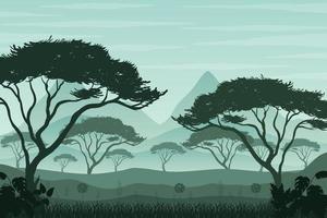 Silhouette shadow of forest scene vector