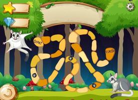 Game design with sugar gliders in forest background vector