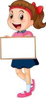 Happy girl holding whiteboard vector