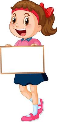 Happy girl holding whiteboard