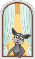 perro chihuahua en la caricatura de la ventana vector