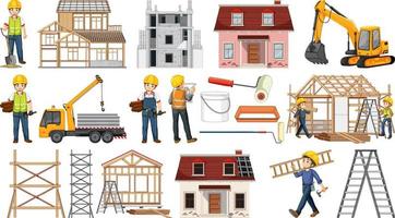 Set of construction site objects vector
