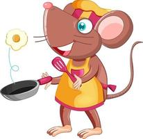 personaje de dibujos animados de rata cocinando el desayuno vector