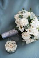 elegant wedding bouquet of fresh natural flowers photo