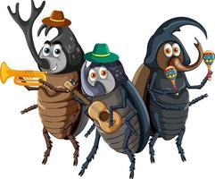 A beetle music band cartoon character vector