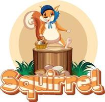 Sticker design for word squirrel vector