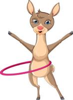 Cute deer playing hula hoop cartoon character vector