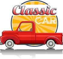 Classic car logo with classic car on white background vector