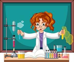 A chemist experiment with blackboard vector