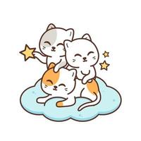 cute cats playing in the cloud vector