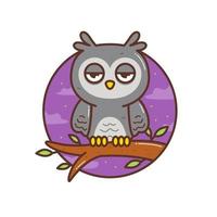 cute little owl in the tree branch vector