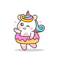 cute little  unicorn with donut vector