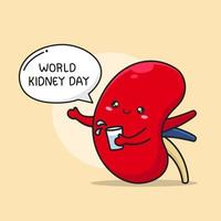 cute kidney in world kidney day campaign vector