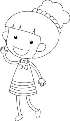 A girl black and white doodle character