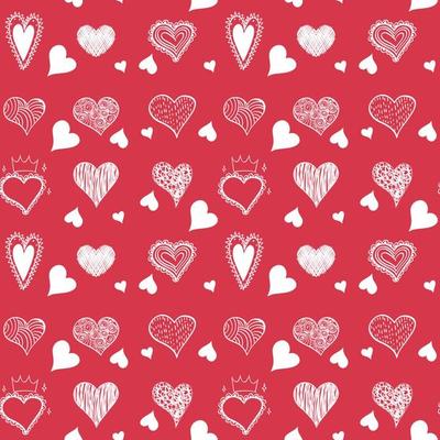 Seamless doodle heart pattern