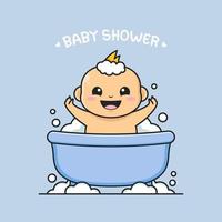 cute little baby take a bath vector