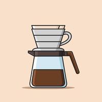 método de preparación de café con goteo v60 vector