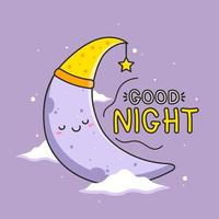 good night greetings with cute moon vector