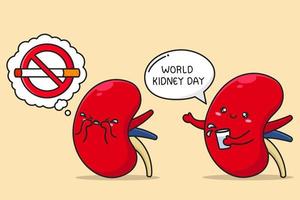 cute kidney in world kidney day campaign vector