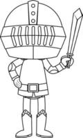 personaje de garabato blanco y negro de espadachín vector